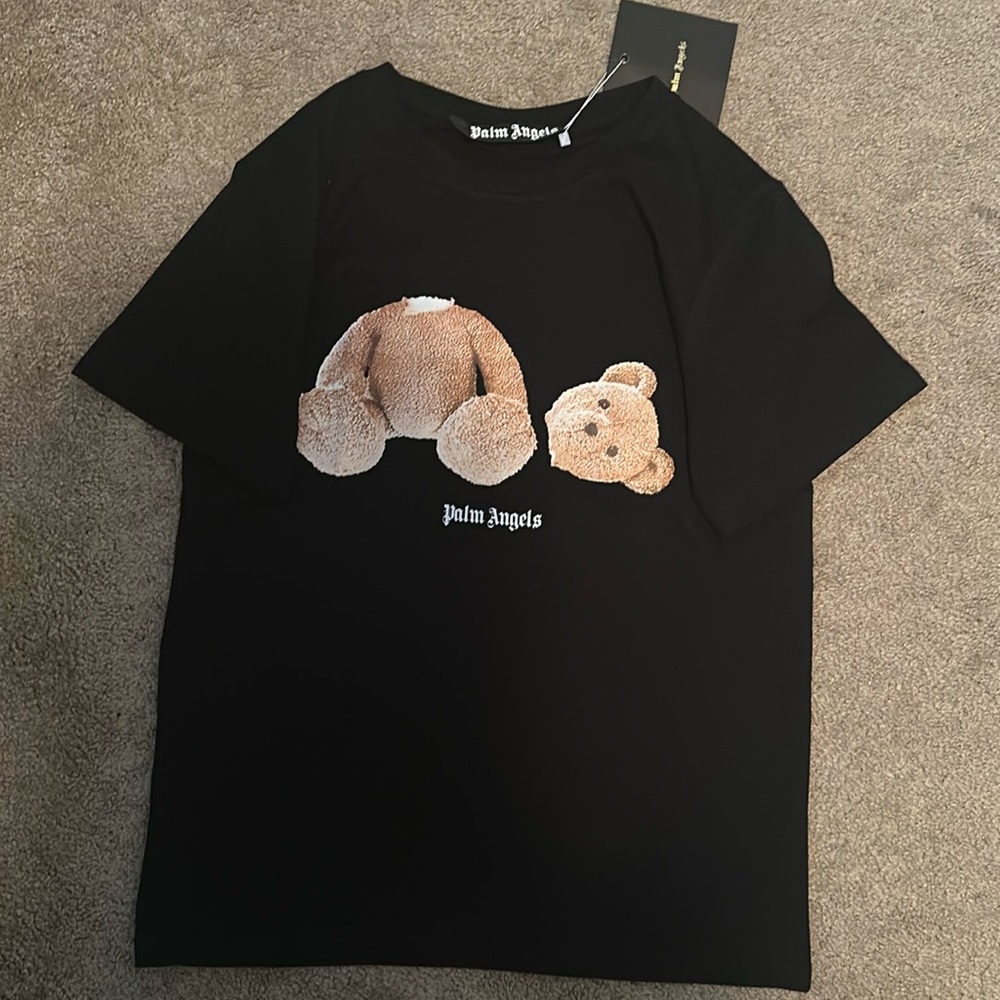 Palm Angels Black Bear T-Shirt , Size Mens-Small